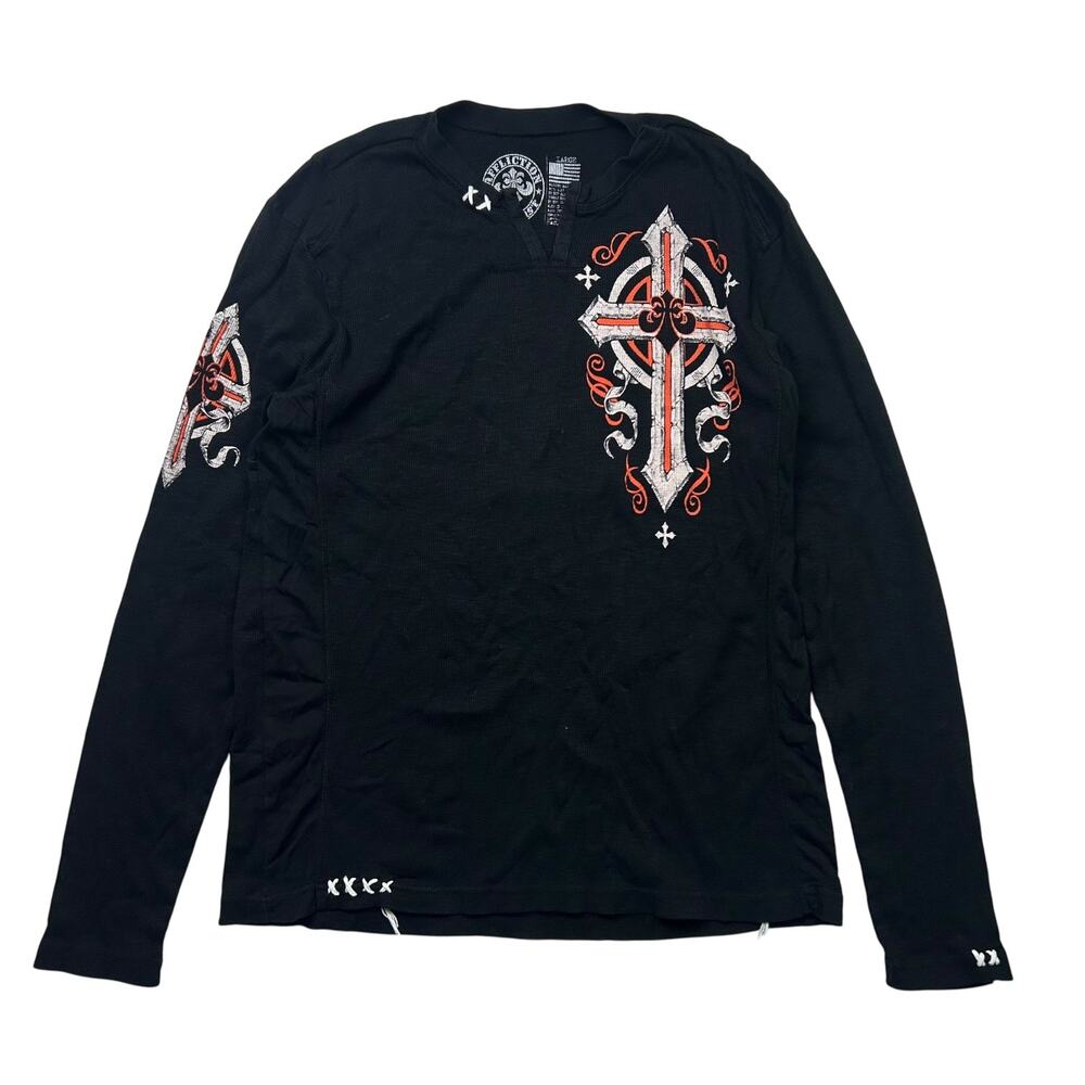 Affliction Long-Sleeve Double-Sided Y2K Thermal Shirt